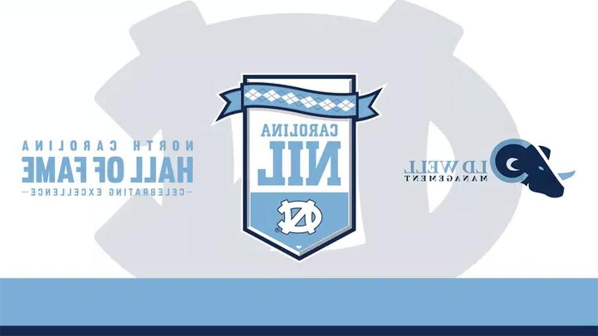 Graphic with the UNC Athletics logo and logos of Old Well Management, Carolina NIL and North Carolina Hall of Fame